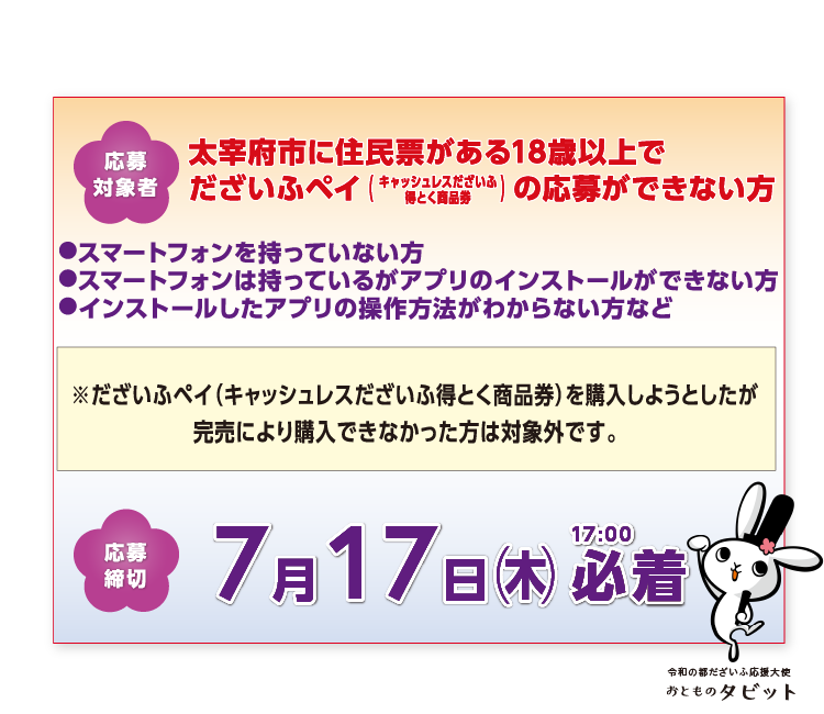 令和の都だざいふ紙ラク商品券応募について
